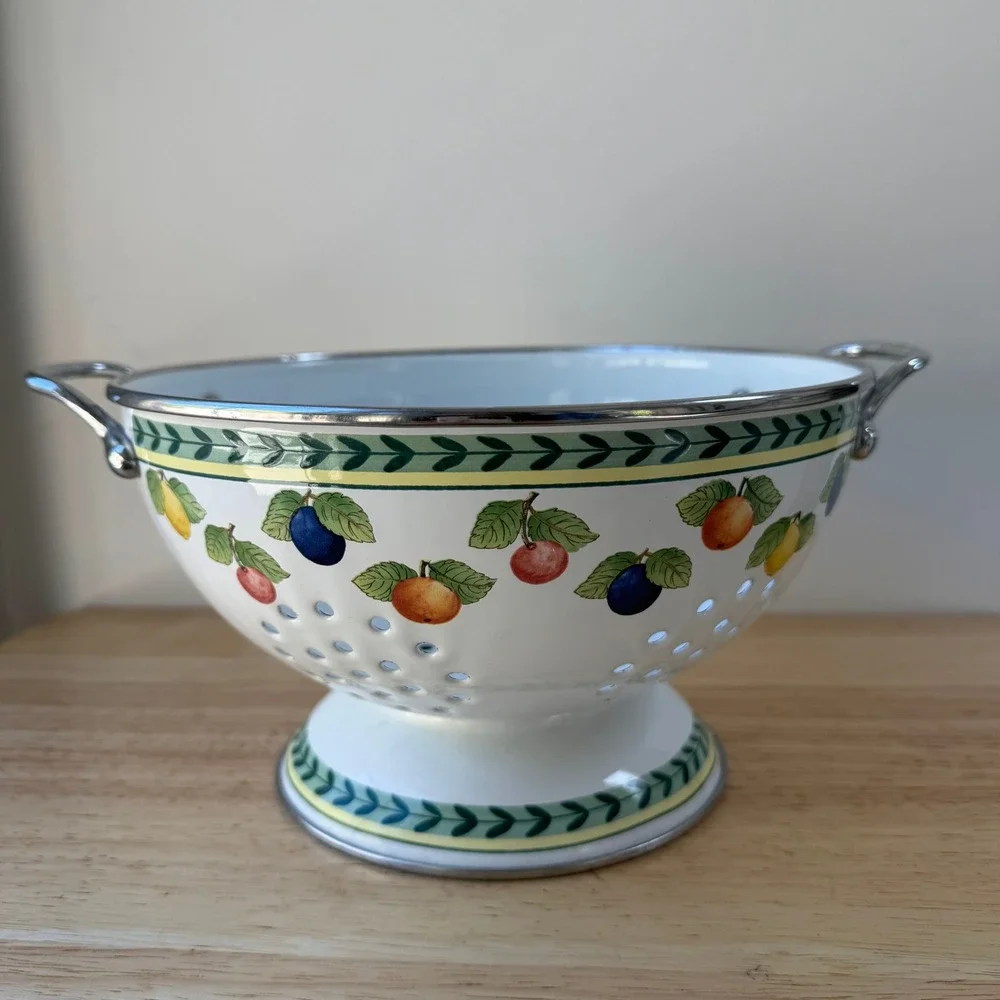 Villeroy & Boch Enamel Colander French Garden Fleurence Fruit Pattern